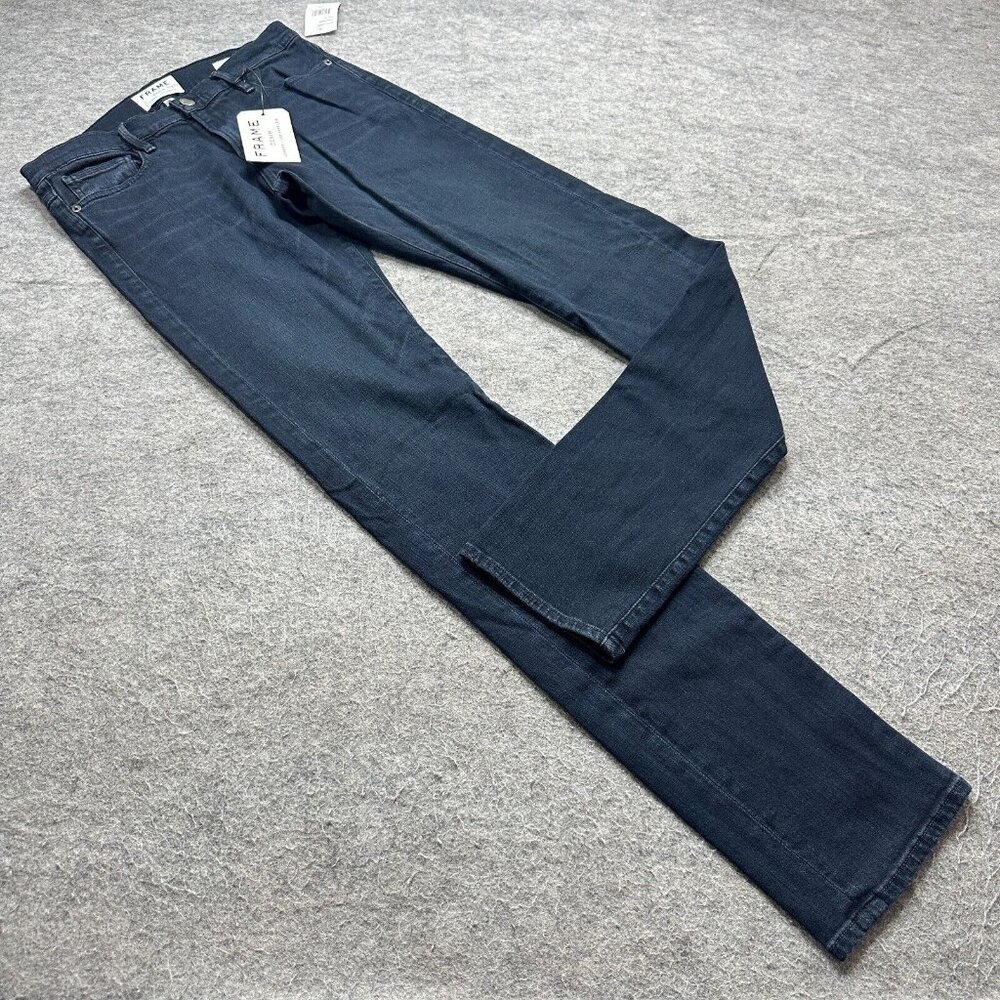 FRAME L'Homme Slim Jeans Men 29 x 34 Blue Placid Dark Wash LMH691 Stretch